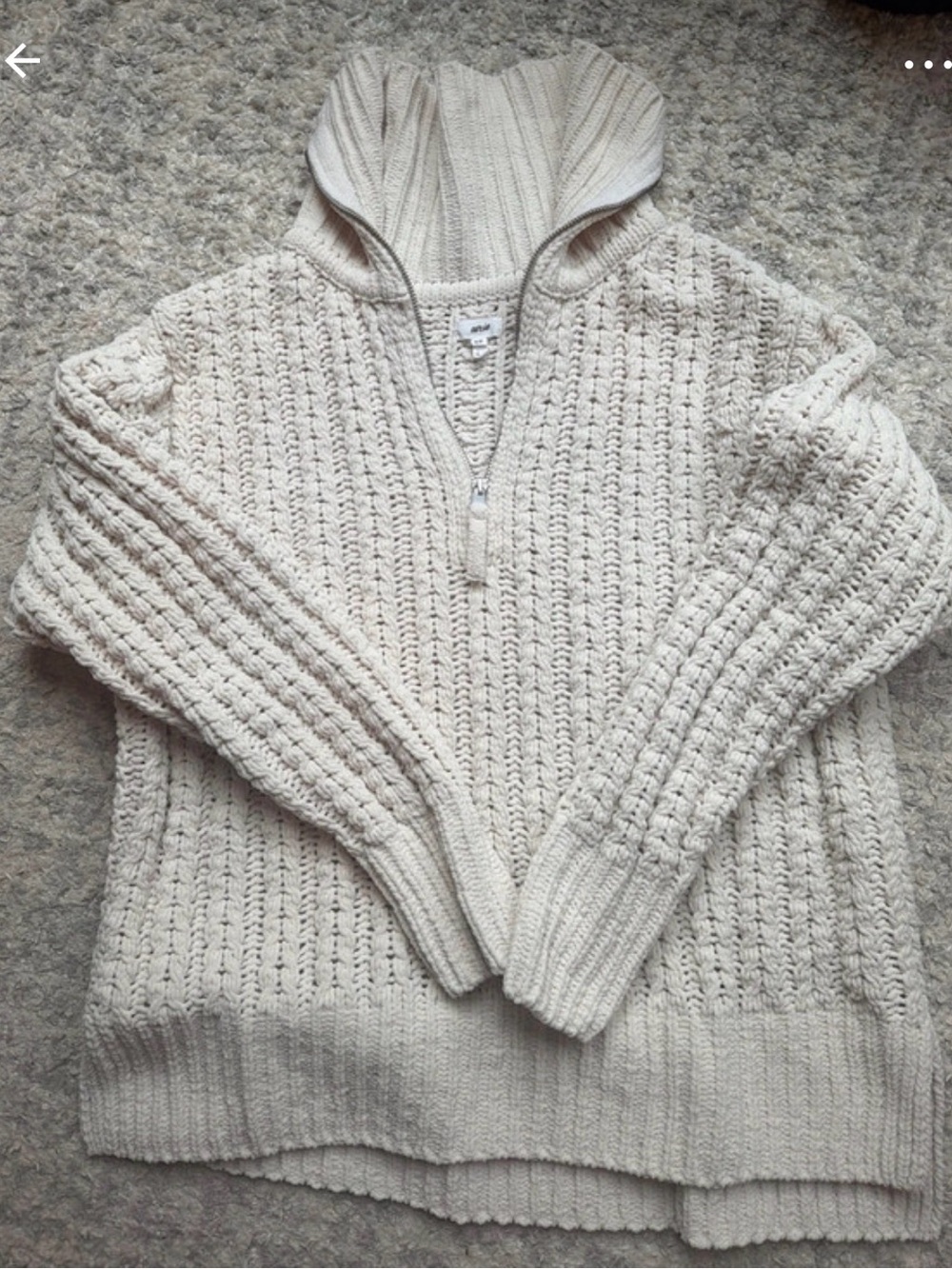 aerie Cream Cable-Knit Half-Zip Turtleneck Sweater